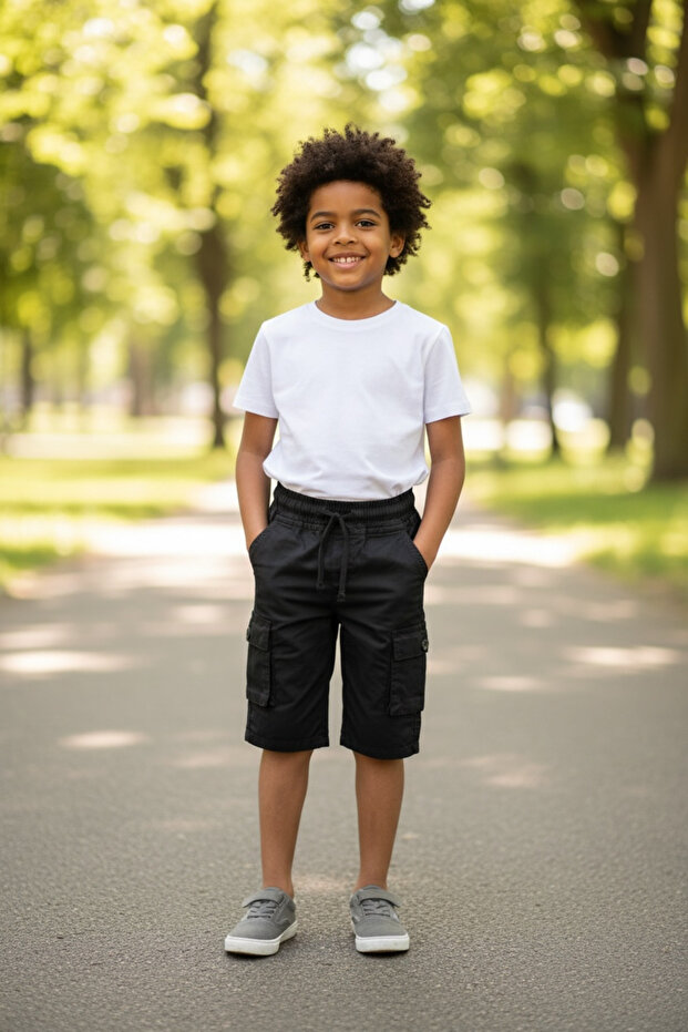 Boys' Capri Shorts with Elastic Waist and Side Pockets, Ages 3-14