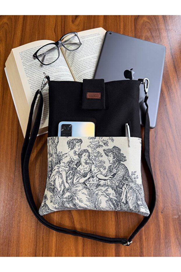 Handmade, French Country Pattern, with Pockets, Carrying Strap, Pouch Bag, Tablet Case, Book Cover