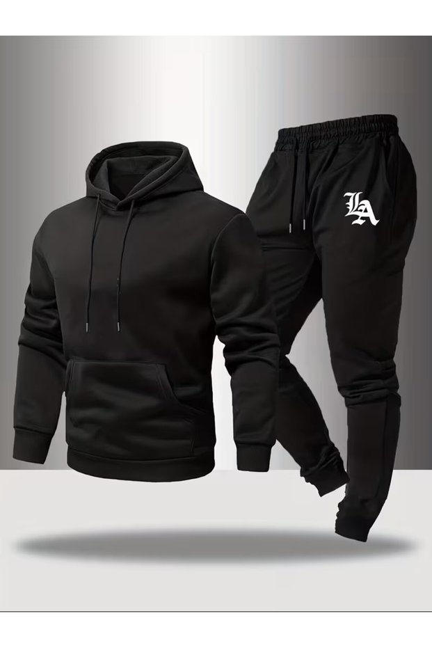 Men's Casual Hooded and Sweatpants Set,