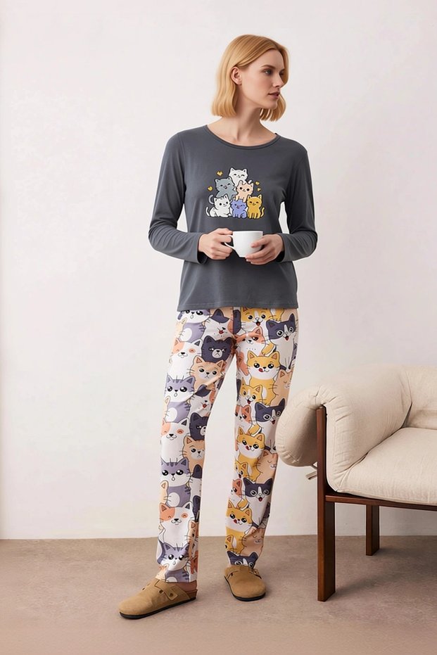 Women's Crew Neck Standard Sleeve Regular Fit Pajama Set Quality