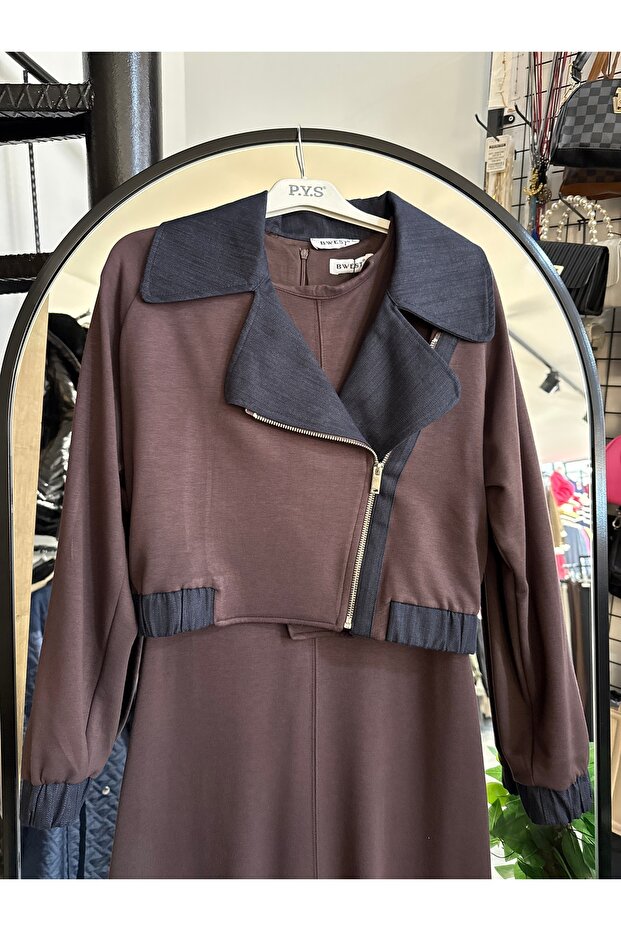 Kot Detaylı 2 Parça Elbise - 2