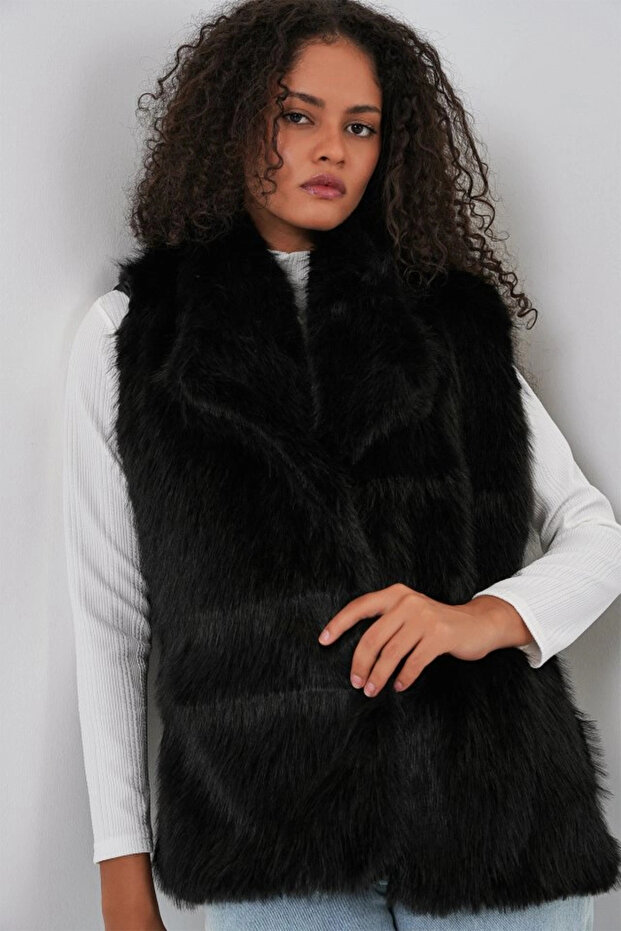 6804 سترة فرو - أسود - 1