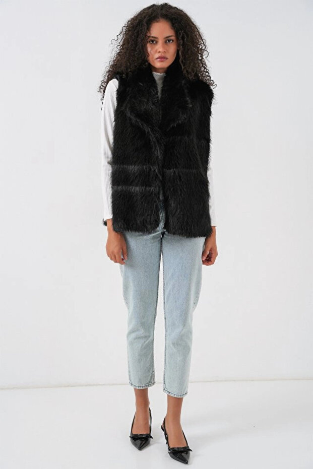 6804 سترة فرو - أسود - 2