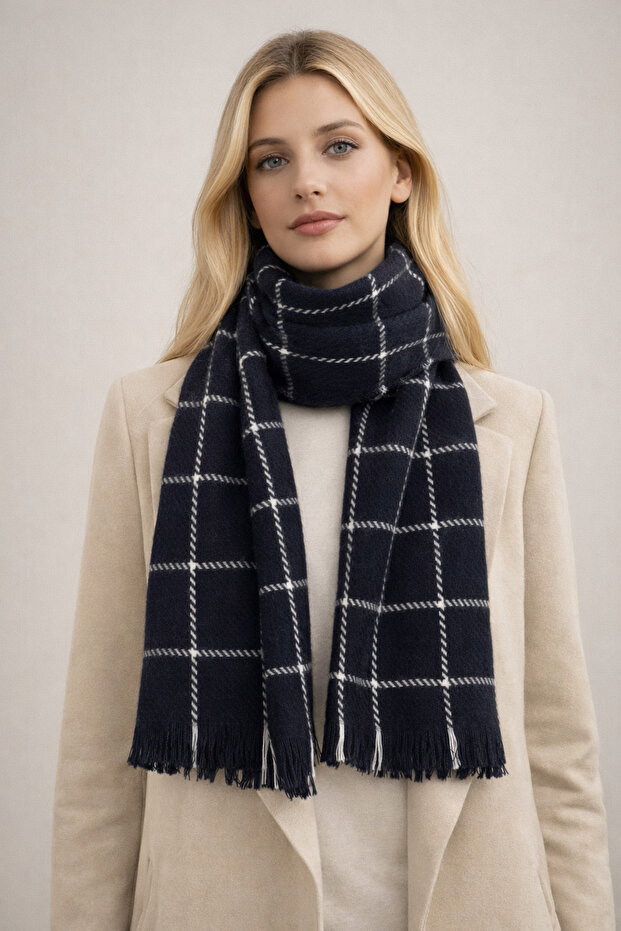 Scarf Women's Soft - Checkered Winter Plaid Shoulder Shawl