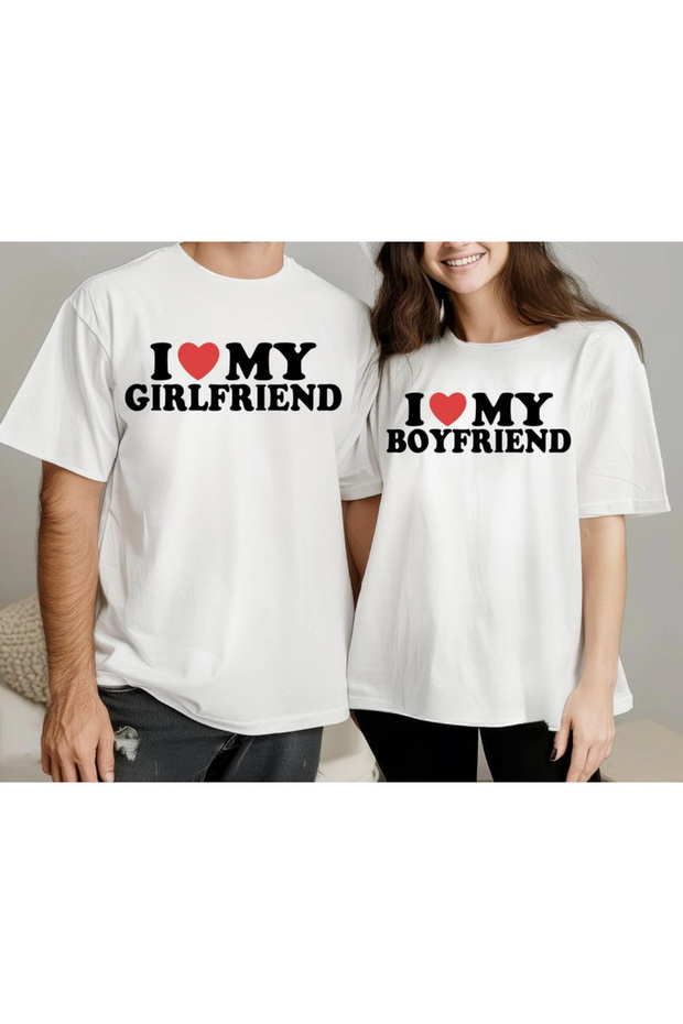 Double Matching Set 1 Men's Model Valentine's Day Printed Relaxed Fit T-shirt