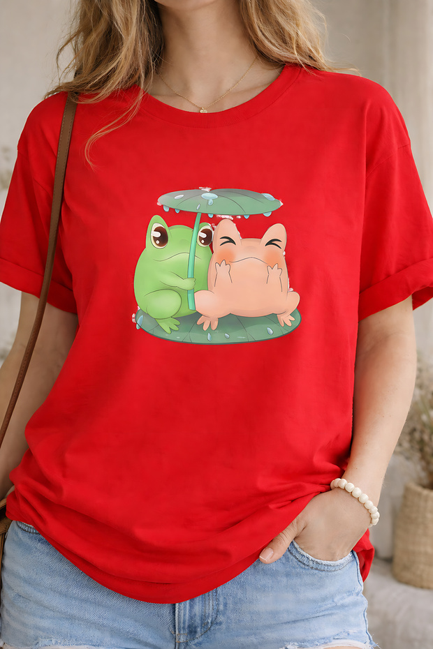 Frogs Printed Cotton Relaxed Fit Round Neck Unisex T-Shirt