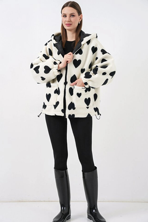 Hooded Plush Jacket 5236 - Ecru - 2