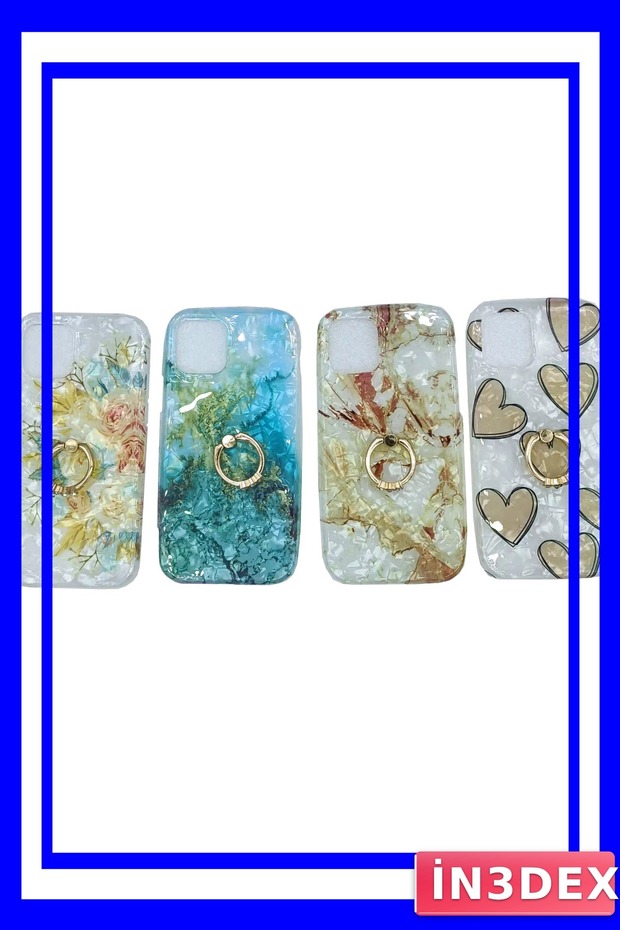 حافظة هاتف من السيليكون منقوشة مع حامل حلقي لجهاز آي بي 12 ميني - 1