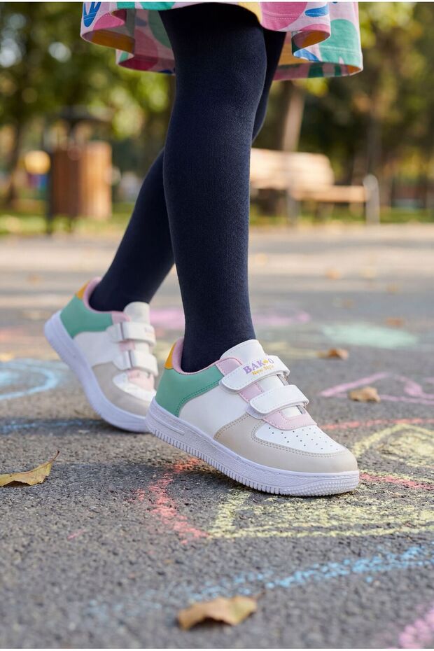 New Style Unisex Children's Velcro Casual Sneaker Shoes White Pink