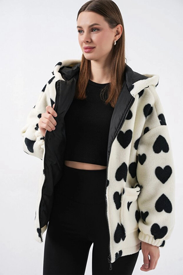 Hooded Plush Jacket 5236 - Ecru - 4