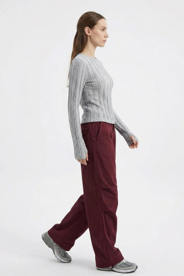 بلوزة محبوكة بملمس خاص 980 - رمادي - 4