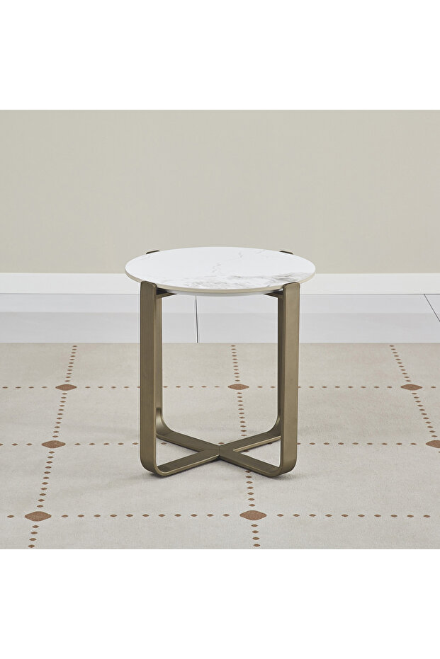 طاولة جانبية من الحجر المتكلس بجوز الهند - 2