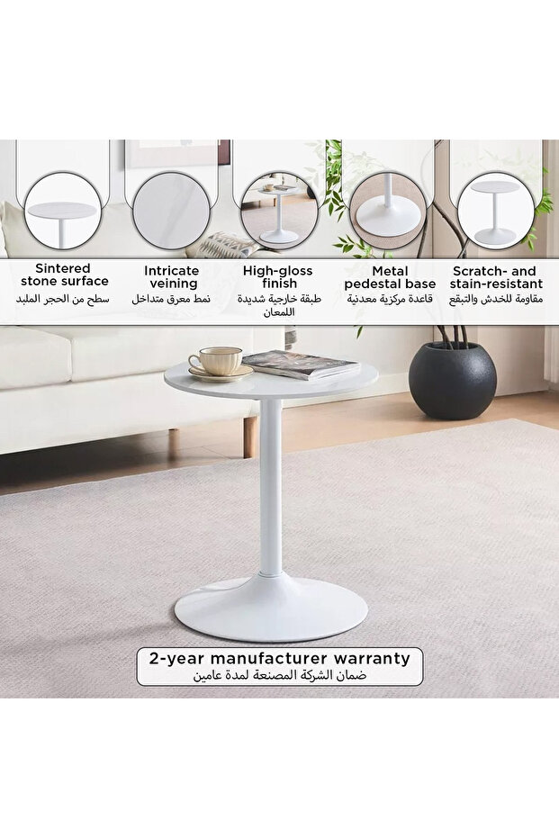 طاولة جانبية مستديرة من الحجر المتكلس من إلفيس إن إكس تي - 6