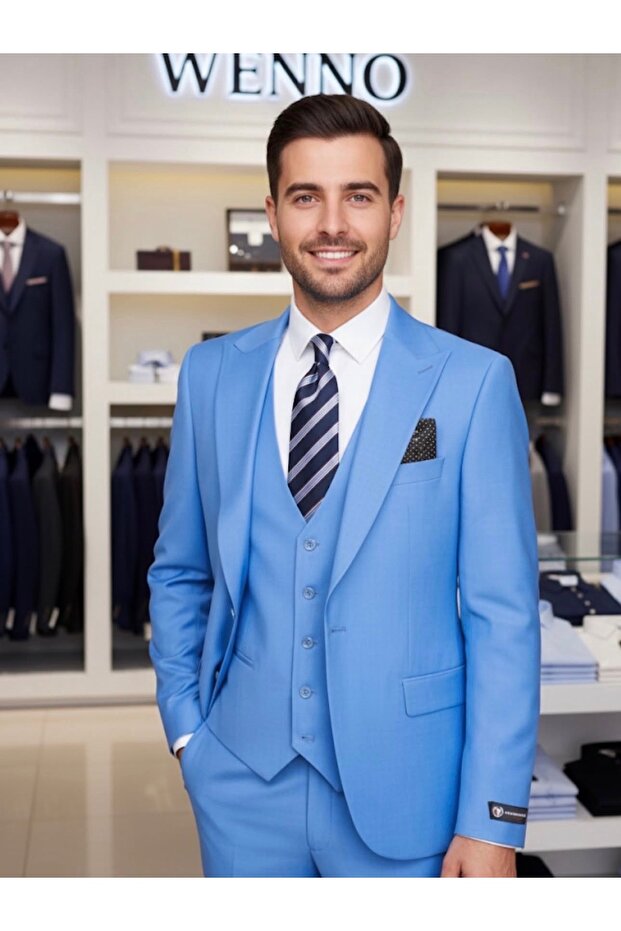 Vest Set Ice Blue Suit