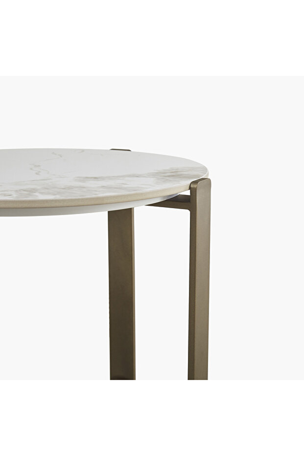 طاولة جانبية من الحجر المتكلس بجوز الهند - 8