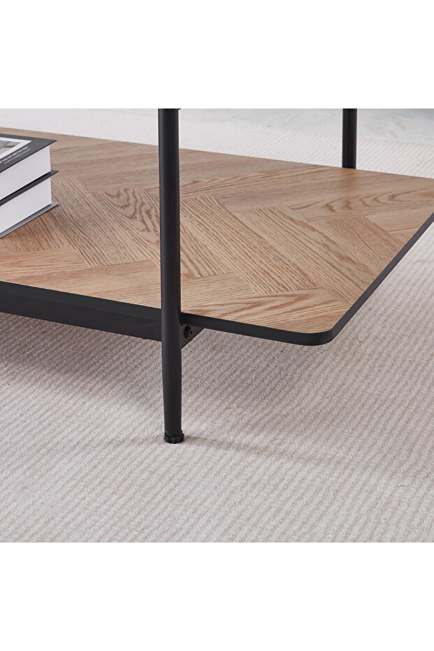 طاولة جانبية من زجاج بالدوين مع رف - 2