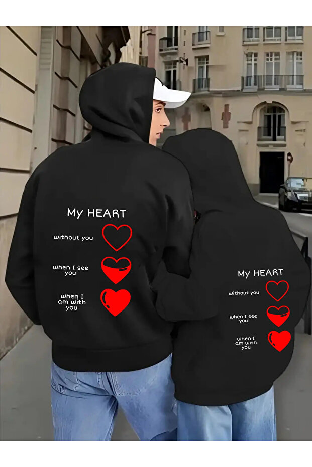 Couple Combination 1Pc Women's Model Valentine's Day Printed Comfortable Fit Hooded Sweatshirt