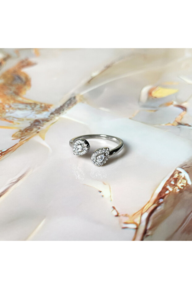 Double Drop Stone Ring - 2