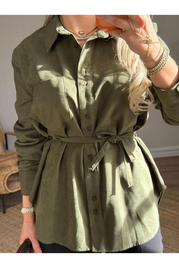 Yeşil Süet Gömlek - 3