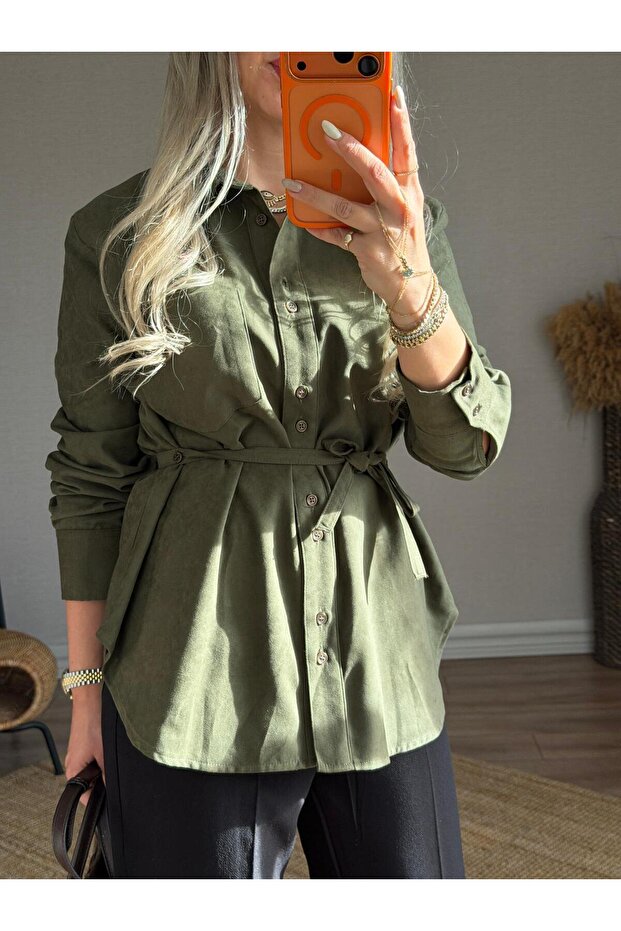 Yeşil Süet Gömlek - 2
