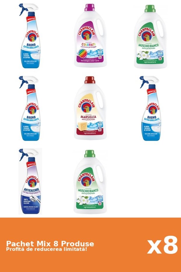 Set 8 Mix Chanteclair: 4 Anticalcar, 4 Detergent