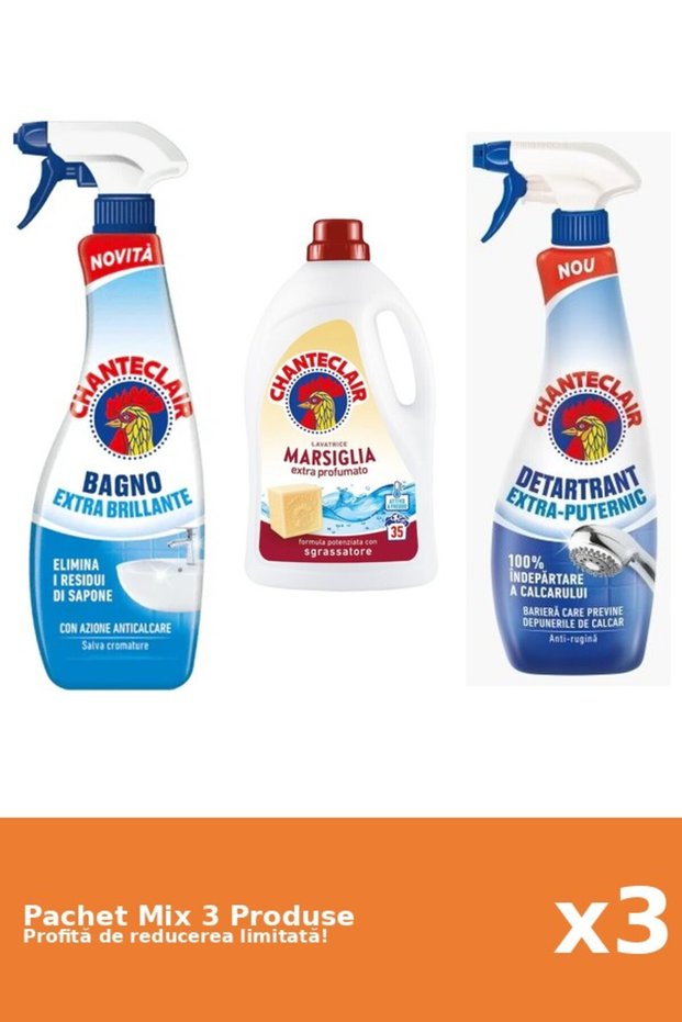 Set 3 Mix Chanteclair: 2 Anticalcar, 1 Detergent