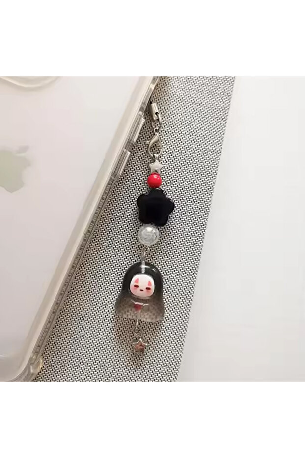 K1015 Cute No Face Kaonashi Keychain Lanyard Charm Anime Studio Ghibli Inspired Resin Keychain Backp