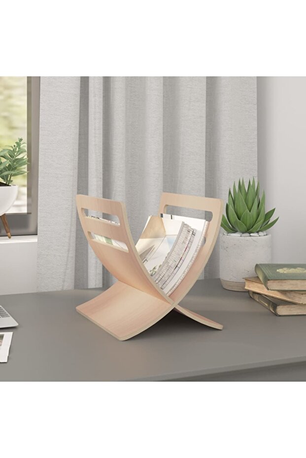 Wooden Magazine Rack Floor Standing Natural