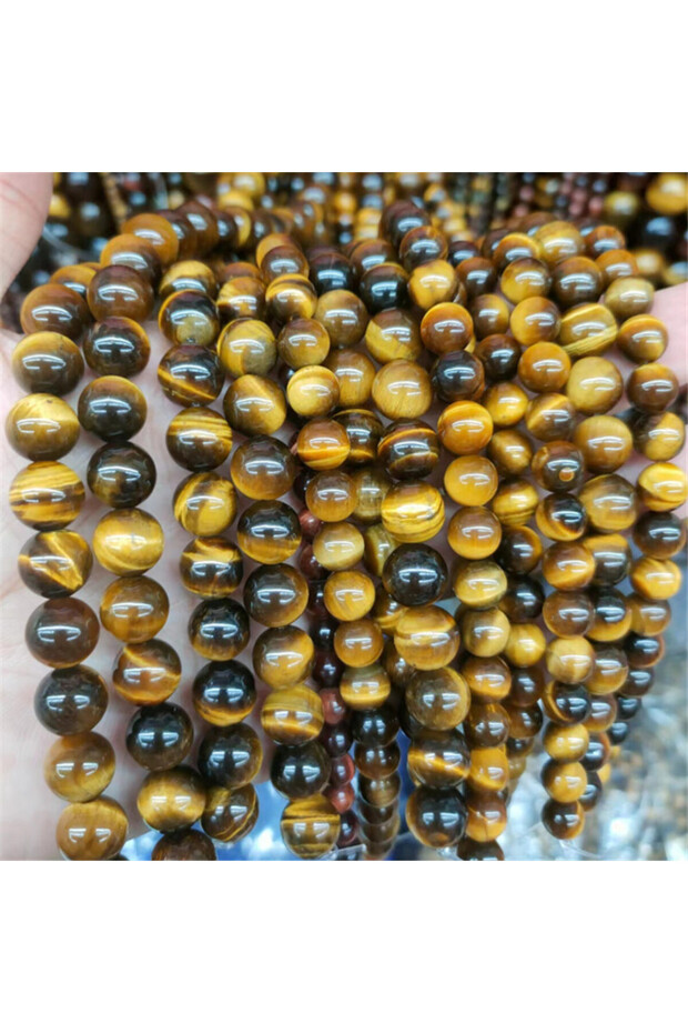 6mm 61pcs Yellow Tiger Eye 5A Quality Natural Stone Color Tiger Eye Round Loose Beads 6 8 10 12 14mm