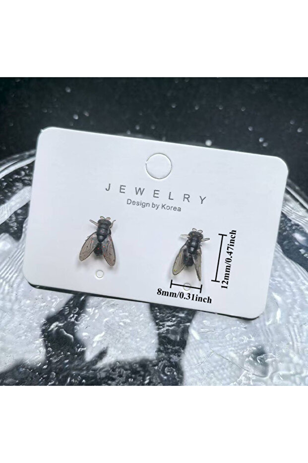 black-S Funny Prank Flies Stud Earrings For Women Realistic Simulation Insect Small Fly Earrings Hal