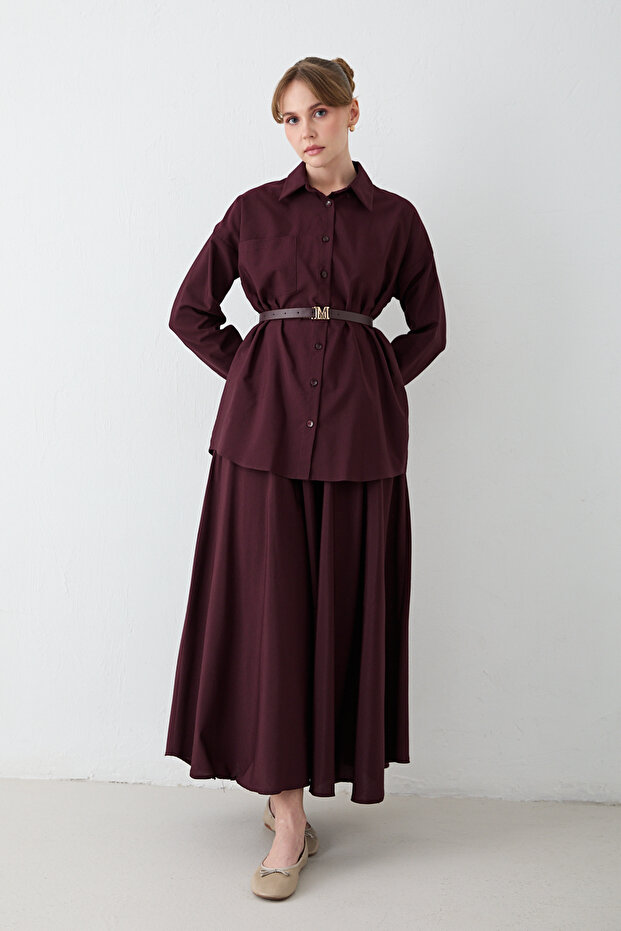 Poplin Suit with Belted Skirt 32-2603