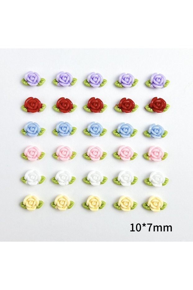 10pcs Leaf Flowers Nail Charms 3D Resin Luminous Rose Nail Decorations 10*7mm Multi Colors Flowers T