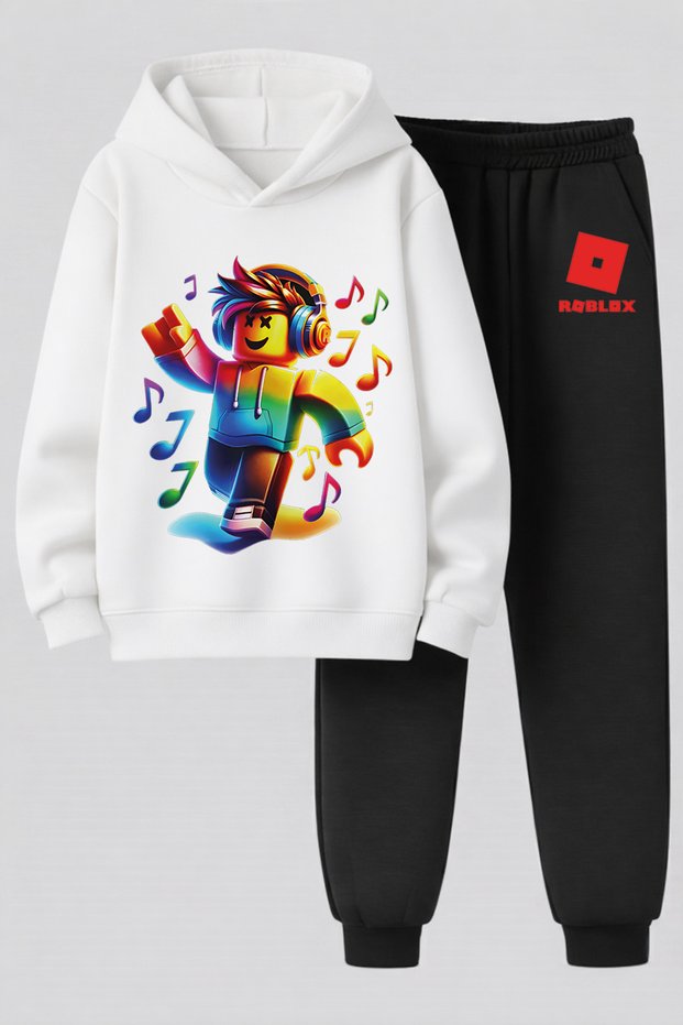 Roblox Printed 3-Ply Quality Sweatshirt and Trackpants Children's Bottom-Top Set