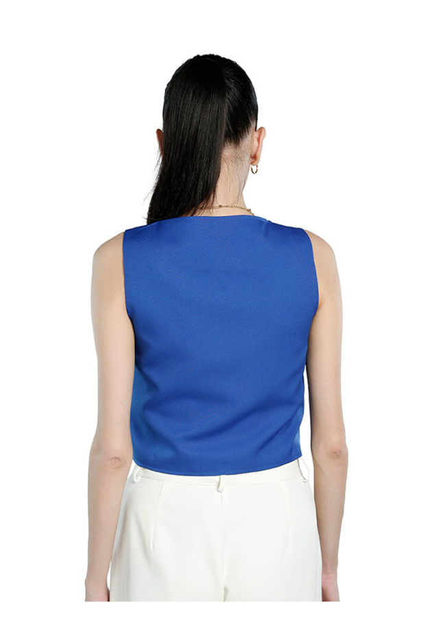 سترة زرقاء سادة بأزرار - 4