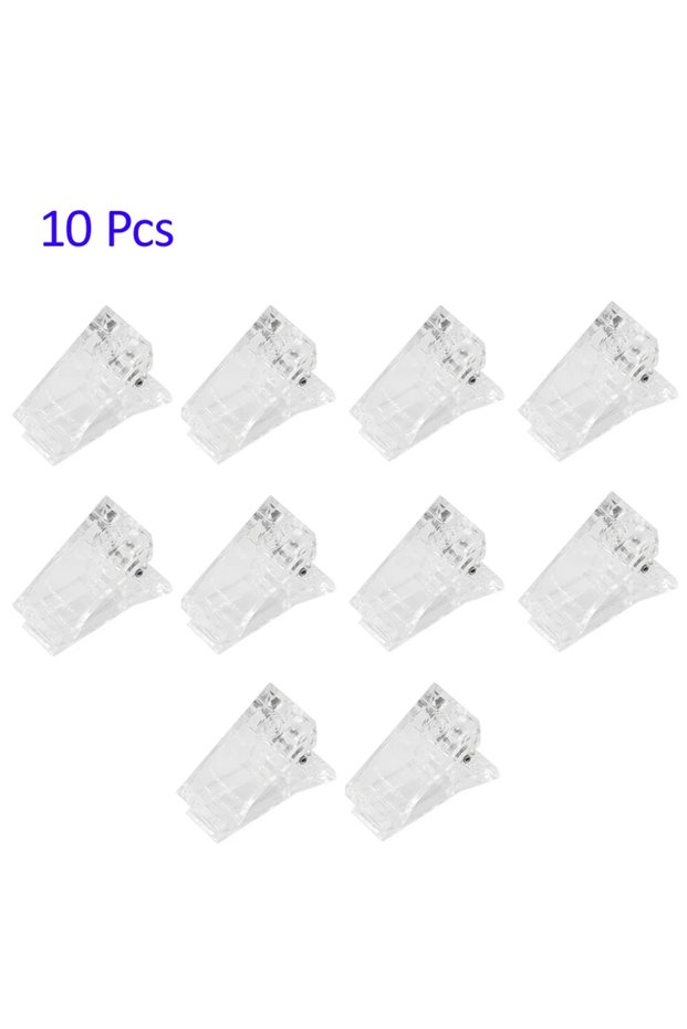 10Pcs Transparent Transparent Acrylic Nail Art Clip Quick Shaping Gel Nail Tips Clip Nail ExtensionU
