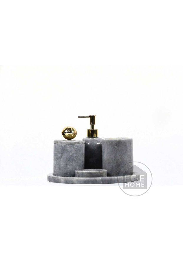 Decorative Gray Marble Bathroom Set 5 Piece Gold Disco Ball Design Set Marble Bathroom Set