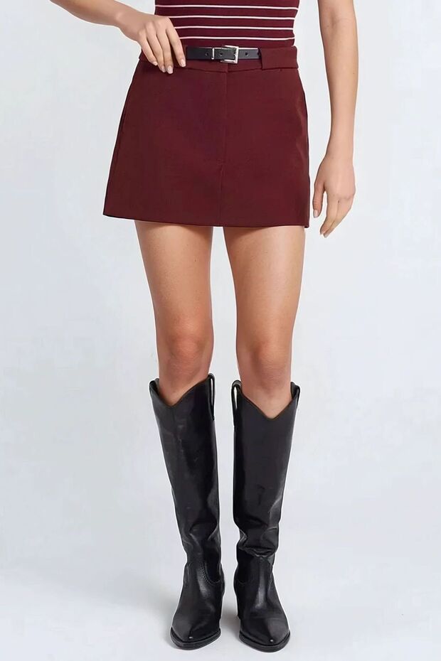 Mini Düz Şort Etek - 2