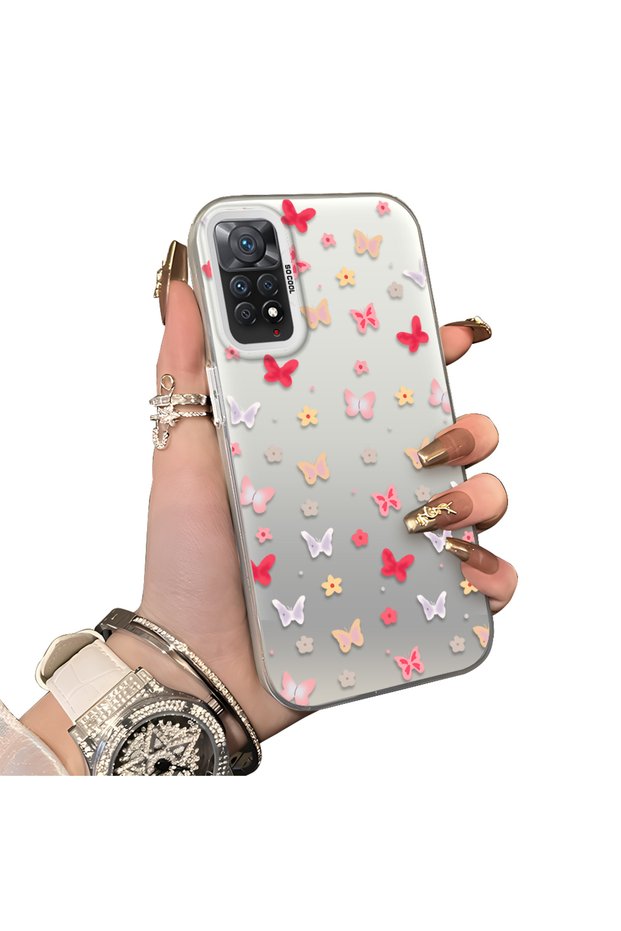 Xiaomi Redmi Note 12 Pro 4g Compatible Hard Acrylic Back Silicone Edge Lens Protection Butterfly Case