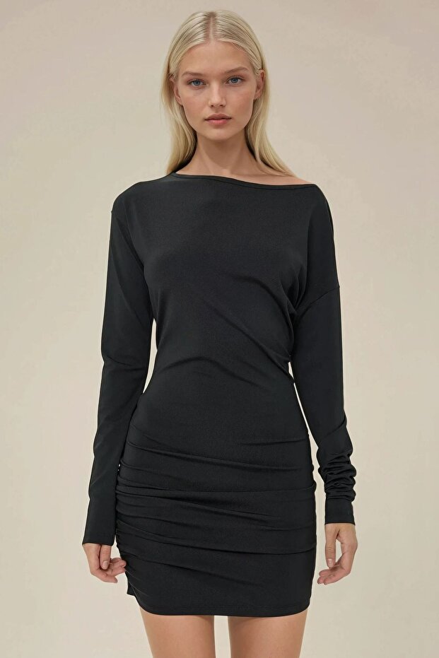 Rochie mini mulată cu decolteu tip barcă - 2