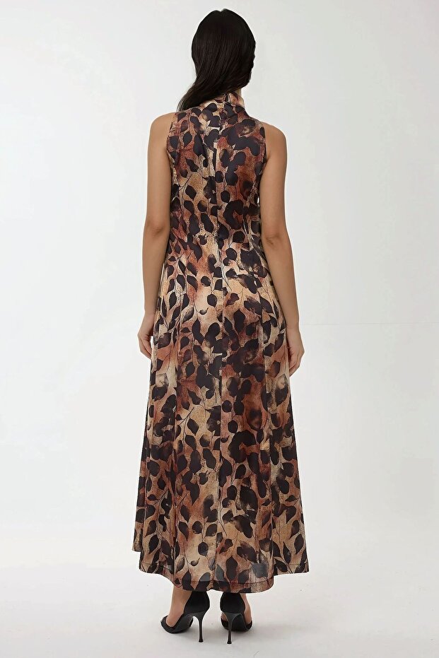 منقوشة الرسن الرقبة فستان ماكسي - 2
