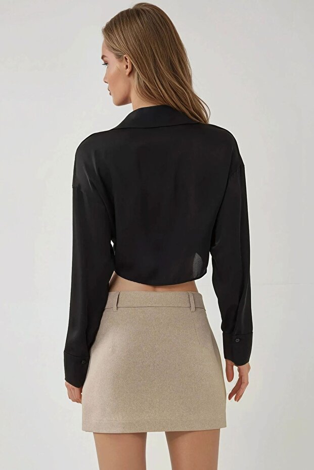 Dokuma Mini Şort Etek - 4