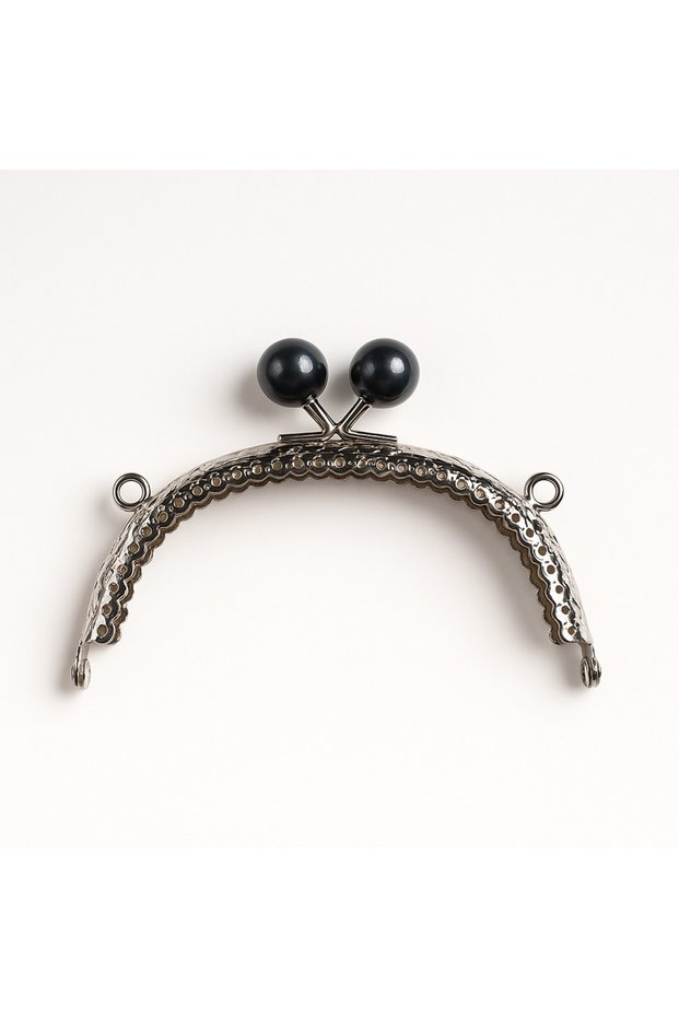 Silver Color Metal Purse and Wallet Clip with Anthracite Bead Ball 10.5 cm