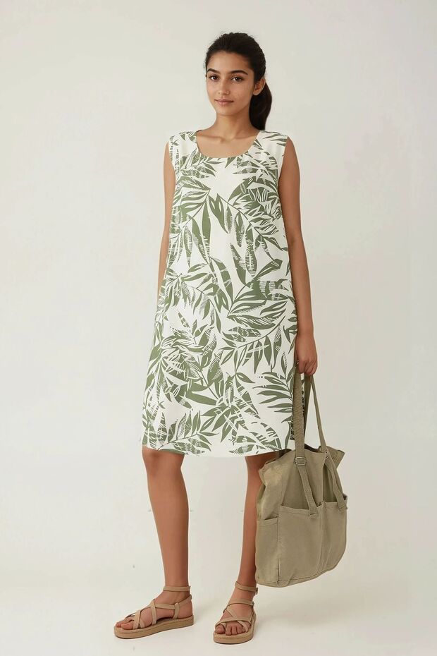 Çiçek Desenli A-Form Mini Elbise - 3