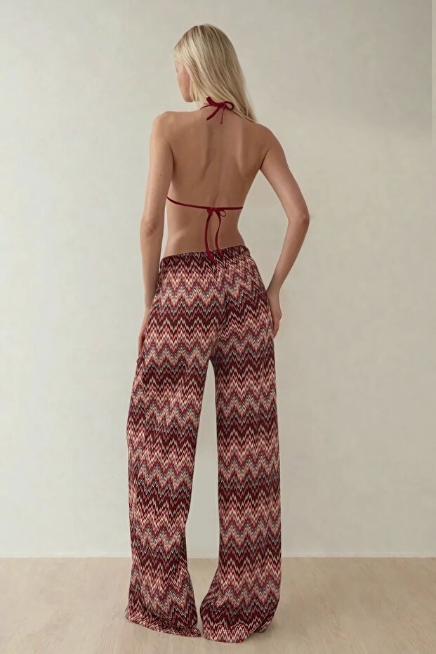 Geniş Paça Renkli Örme Pantolon - 6