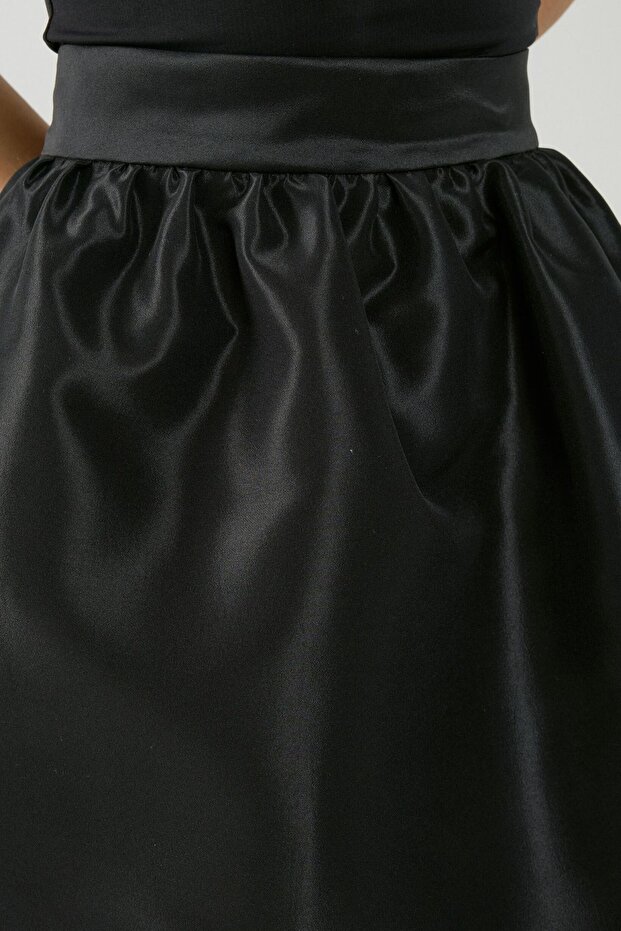 Yüksek Bel Balon Mini Etek - 4