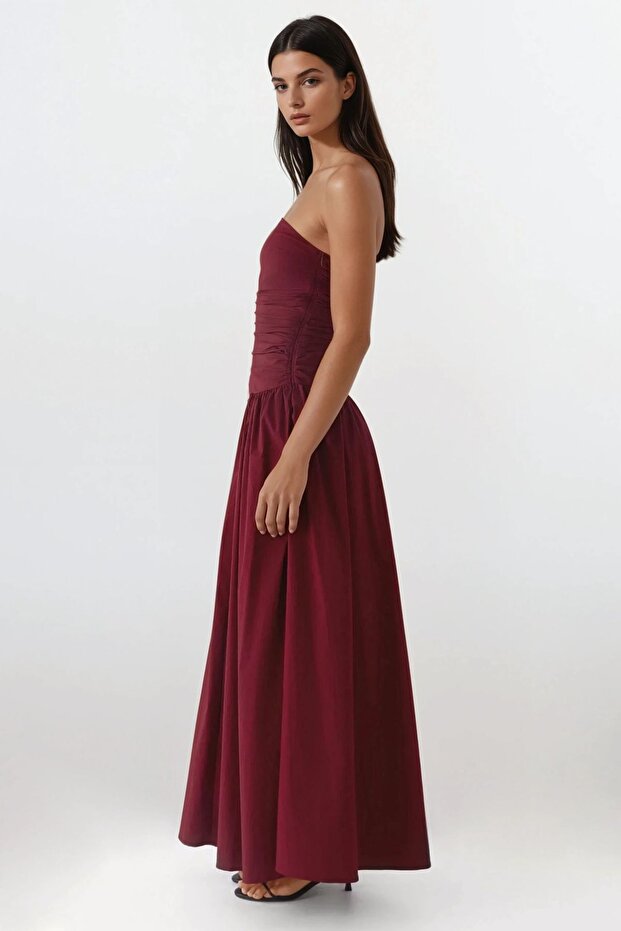Straplez Maxi Elbise - 3