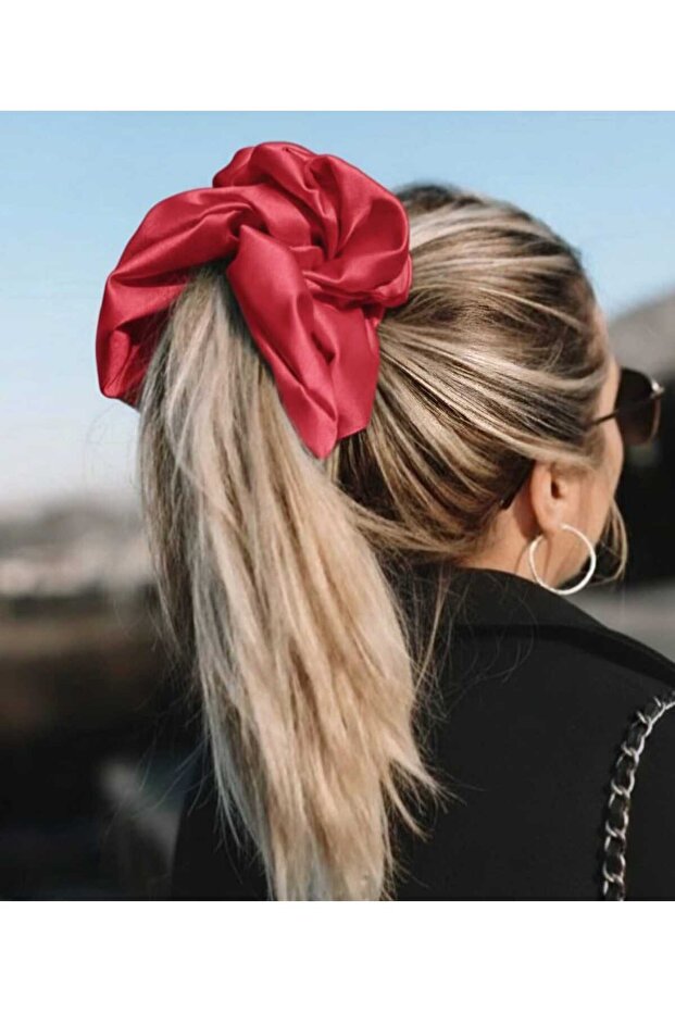 Women's Red Large Size Rubber Hair Tie/Hair Elastic/Hair Accessory