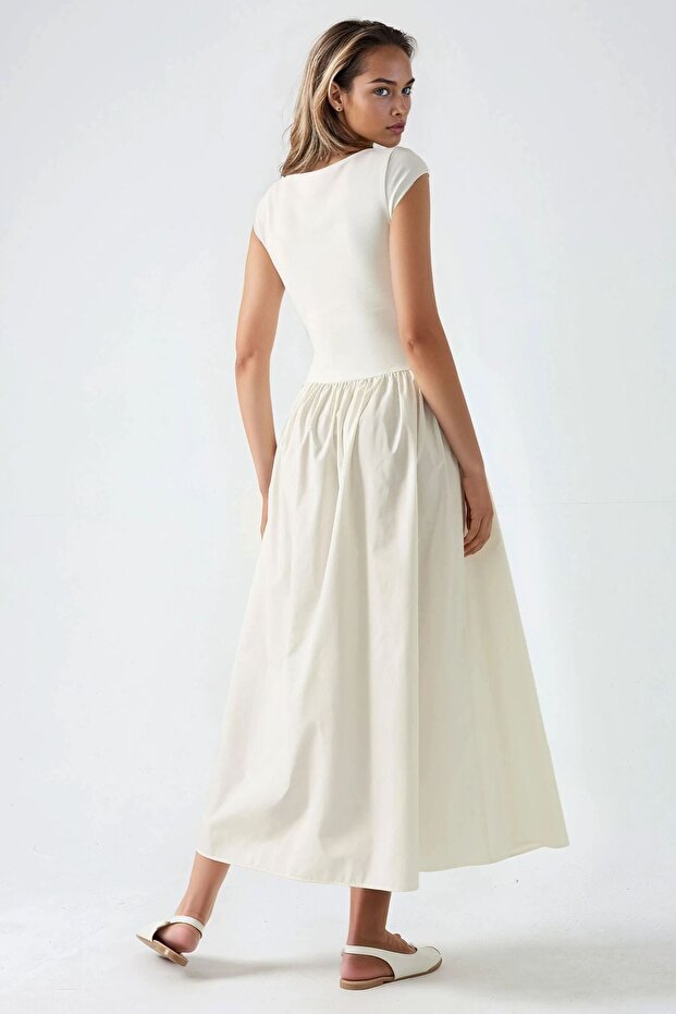 Kontrast Midi Elbise - 4