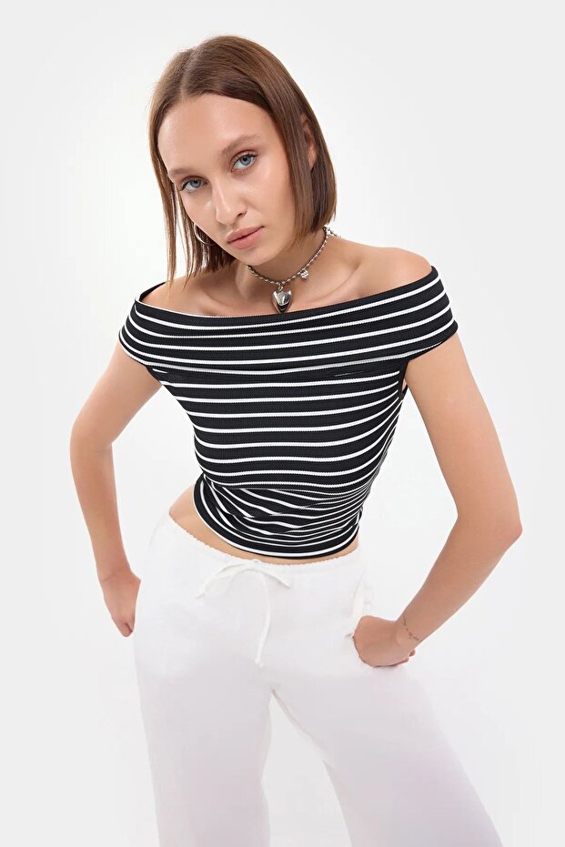 Çizgili Kolsuz Üst - 3