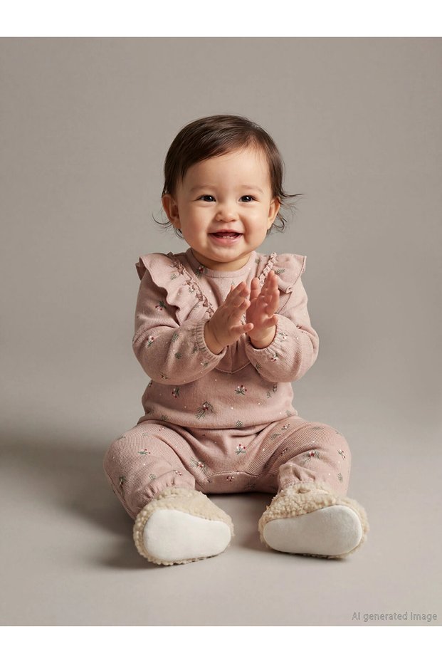 Lcw Baby Brown Ruffle Detailed Baby Girl Romper